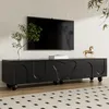 Schwarzer TV-Schrank mit Holzbeinen – 180 cm breit, matte Produktbild-Vorschau 4