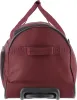 A close-up view of the bottom and side of a maroon rolling duffel bag. Náhľad obrázku produktu