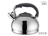 A shiny metal kettle with a black handle is shown against a white background. Podgląd zdjęcia produktu