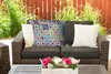 MuchoWow® Outdoor Kissen - Blumen - Muster - Grün - Blau - Produktbild-Vorschau 5