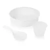A white rice cooker bowl, steam basket, and measuring cup are laid out on a white background. Náhľad obrázku produktu