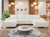 A modern living room with a large white sectional sofa, a round coffee table, and decorative wall art. Náhľad obrázku produktu
