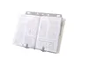 An open book is displayed on a white background, held open by a silver book stand. Náhled obrázku produktu