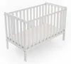 A white baby crib with a mattress inside, shown from a slightly elevated angle against a white background. Anteprima dell’immagine prodotto