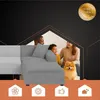 A family and a dog are sitting on a sofa, with a graphic overlay suggesting a house. Podgląd zdjęcia produktu