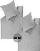 Two sets of grey bedding with pillows are laid out on a white background. Produktbild-Vorschau