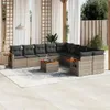 vidaXL 11-tlg. Garten-Sofagarnitur mit Kissen Grau Poly Produktbild-Vorschau 2