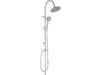 A chrome shower column with a rain shower head and a handheld shower head. Anteprima dell’immagine prodotto