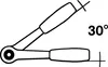 An illustration showing two views of a wrench with an angle indicator. Voir les images du produit