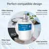 A collage of images showcasing a water filter with text highlighting its features and compatibility. Anteprima dell’immagine prodotto