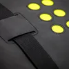 A close-up view of a black fabric bag with yellow circular accents and a black strap. Produktbild-Vorschau