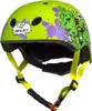 A green Hulk-themed bicycle helmet with yellow straps, shown against a white background. Produktbild-Vorschau