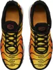 A top-down view of a pair of Nike Air Max Plus TN sneakers with a sunset orange and yellow gradient. Produktbild-Vorschau