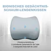 A light gray lumbar support pillow with numbered callouts and descriptive text. Produktbild-Vorschau