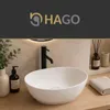 HAGO24 Waschbecken Keramik 410x330x142mm Weiß Schalenform Produktbild-Vorschau 6
