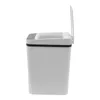 A side view of a white automatic trash can with its lid open. Náhled obrázku produktu