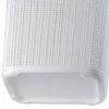 A close-up view of the bottom part of a white plastic laundry basket. Voir les images du produit