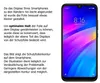 A smartphone displaying a colorful wallpaper, with accompanying German text explaining the product. Produktbild-Vorschau