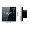 A digital thermostat with dimensions shown. Produktbild-Vorschau