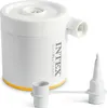 A white electric air pump with a yellow base and attached accessories, shown against a white background. Produktbild-Vorschau