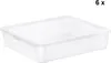A clear plastic storage box with a lid, shown from a slightly elevated side angle. Produktbild-Vorschau
