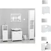 A bathroom vanity set with a sink, mirror, and cabinets in a tiled room. Anteprima dell’immagine prodotto