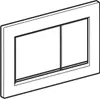 A line drawing of a toilet flush plate with two buttons. Produktbild-Vorschau