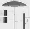 Diagram showing the dimensions of a patio umbrella and its carrying case. Produktbild-Vorschau