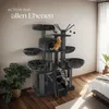A multi-level cat tree with two cats, one orange and one tabby, is shown in a room with a bed and a plant. Náhled obrázku produktu