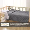 A quilted blanket on a child's bed with a teddy bear and pillow. Produktbild-Vorschau