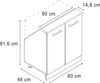 A technical drawing of a cabinet with dimensions indicated. Voir les images du produit
