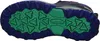 The sole of a shoe is shown, with a blue outer sole and green triangular tread patterns. Produktbild-Vorschau
