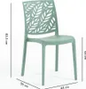 A green chair with dimensions indicated by lines and text. Anteprima dell’immagine prodotto