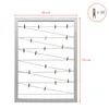 A white framed photo holder with multiple strings and clothespins, with dimensions indicated. Náhled obrázku produktu