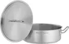 A stainless steel pot with its lid slightly ajar, placed on a white background. Produktbild-Vorschau