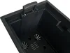 A close-up view of the interior of a black plastic planter box, showing a water reservoir and drainage system. Anteprima dell’immagine prodotto