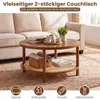 COSTWAY Ronde salontafel, diameter 80 cm, houten salontafel Productafbeelding-voorbeeld 5
