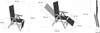 Diagrams showing the dimensions of a black folding chair with a footrest. Náhľad obrázku produktu