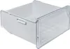 A white and clear plastic drawer, likely for a refrigerator or freezer, shown with the front pulled out. Produktbild-Vorschau