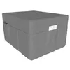 A grey fabric ottoman with pockets on the side, shown against a white background. Produktbild-Vorschau