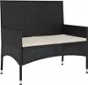 vidaXL Gartenbank 2-Sitzer mit Kissen Schwarz Poly Rattan Produktbild-Vorschau 1