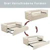 A diagram showing a sofa bed in three different configurations. Produktbild-Vorschau