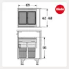 Technical drawing with dimensions of a waste bin system. Voir les images du produit