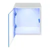 A white cabinet with a glass door, illuminated by blue LED lights. Anteprima dell’immagine prodotto
