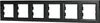 A black horizontal frame with six empty square openings for electrical outlets or switches. Anteprima dell’immagine prodotto