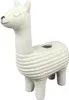 A white ceramic llama planter with closed eyes and a textured body. Voir les images du produit