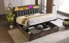 A modern bedroom with a bed featuring LED lighting and storage. Voir les images du produit