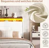 A bedroom scene featuring a bed with a headboard and bedside table, with close-up details of the material and features. Náhľad obrázku produktu