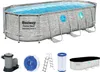 An oval frame pool with accessories displayed below. Produktbild-Vorschau