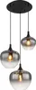 A three-light pendant chandelier with smoked glass shades. Náhled obrázku produktu